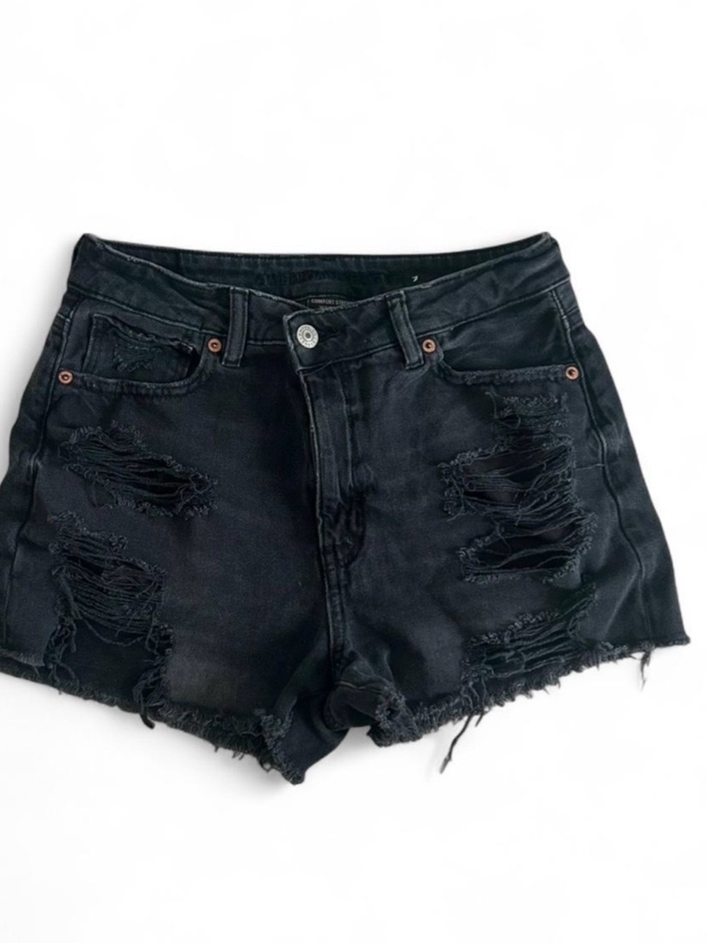 American Eagle Size 6 Women's Distressed Black Denim Shorts
